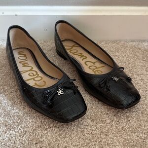 Sam Edelman Black Croc-Patterned Ballet Flats, Sz 6